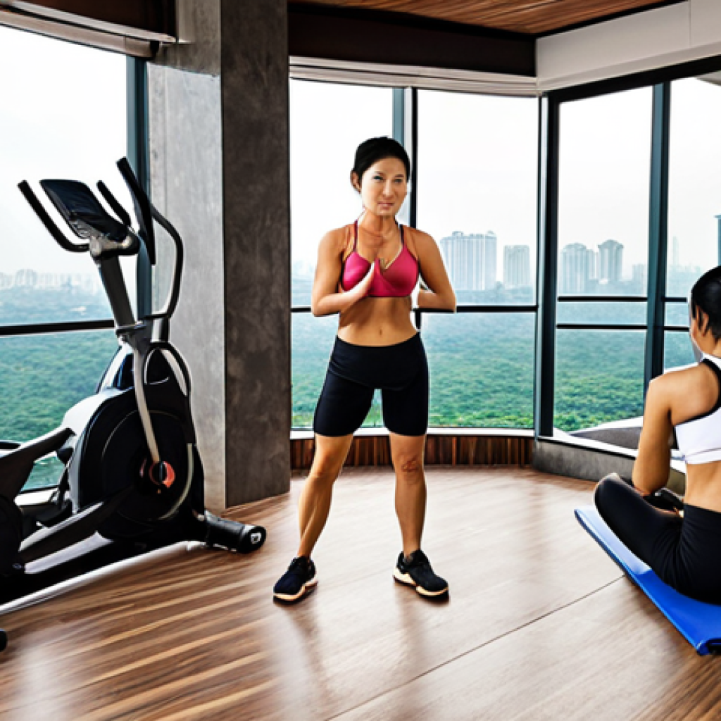 **Prompt 1: Diverse Personal Training Ecosystem in Vietnam**
    A dynamic, high-resolution composite image showcasing the diverse landscape of personal training in Vietnam. On one side, depict a luxurious, modern fitness center with large glass windows overlooking a bustling Vietnamese city skyline (e.g., Ho Chi Minh City or Hanoi), where a professional Vietnamese personal trainer in sleek activewear is guiding a client through a complex strength exercise on cutting-edge equipment. On another side, illustrate a more local, perhaps slightly rustic but clean, community gym or a vibrant public park, where a Vietnamese personal trainer is energetically leading a small group (3-5 people, diverse ages/genders) through an outdoor functional training session. Incorporate a third element showing a person at home, intently focused on a laptop or tablet screen, participating in an online personal training session, with minimalistic home workout gear around them. The overall image should convey professionalism, variety in training environments, and the blend of traditional and modern fitness trends, with natural lighting and a clean, inspiring aesthetic.