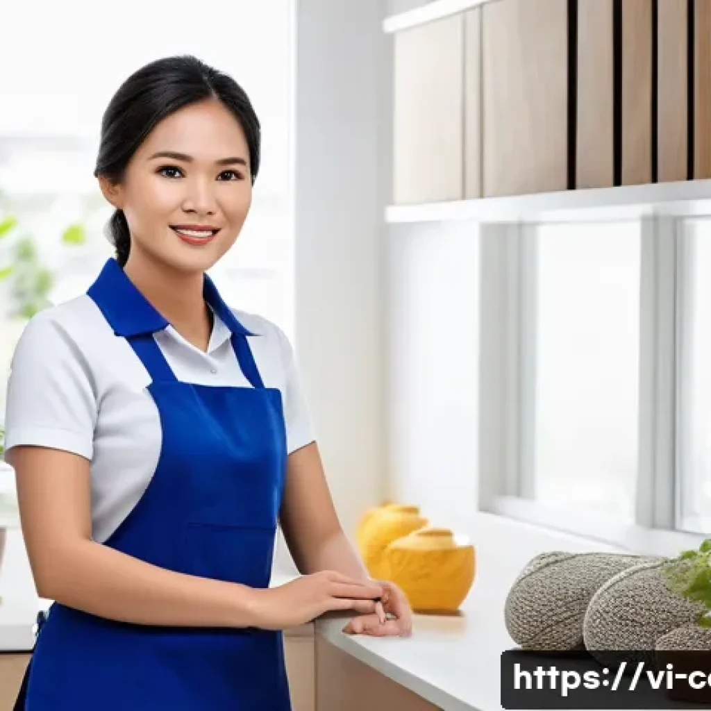 가사 도우미 비용 - **Prompt 1: Efficient and Professional Domestic Helper in a Modern Home**
"A clean, professional...