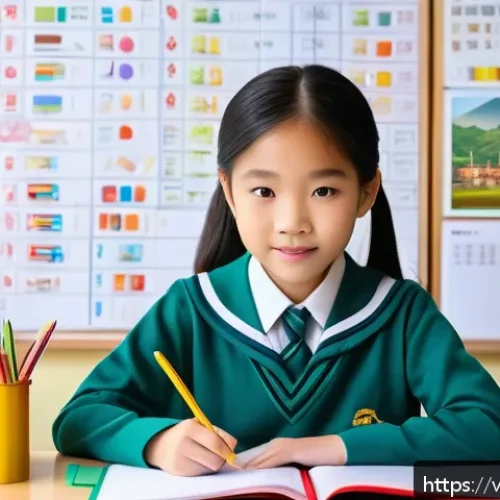 초등학교 학용품비 - A colorful and well-organized study desk setup for a Vietnamese primary school child, featuring a st...