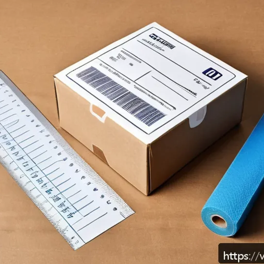 택배 국제배송비 - A detailed illustration of international shipping packaging optimization: show a neatly packed mediu...